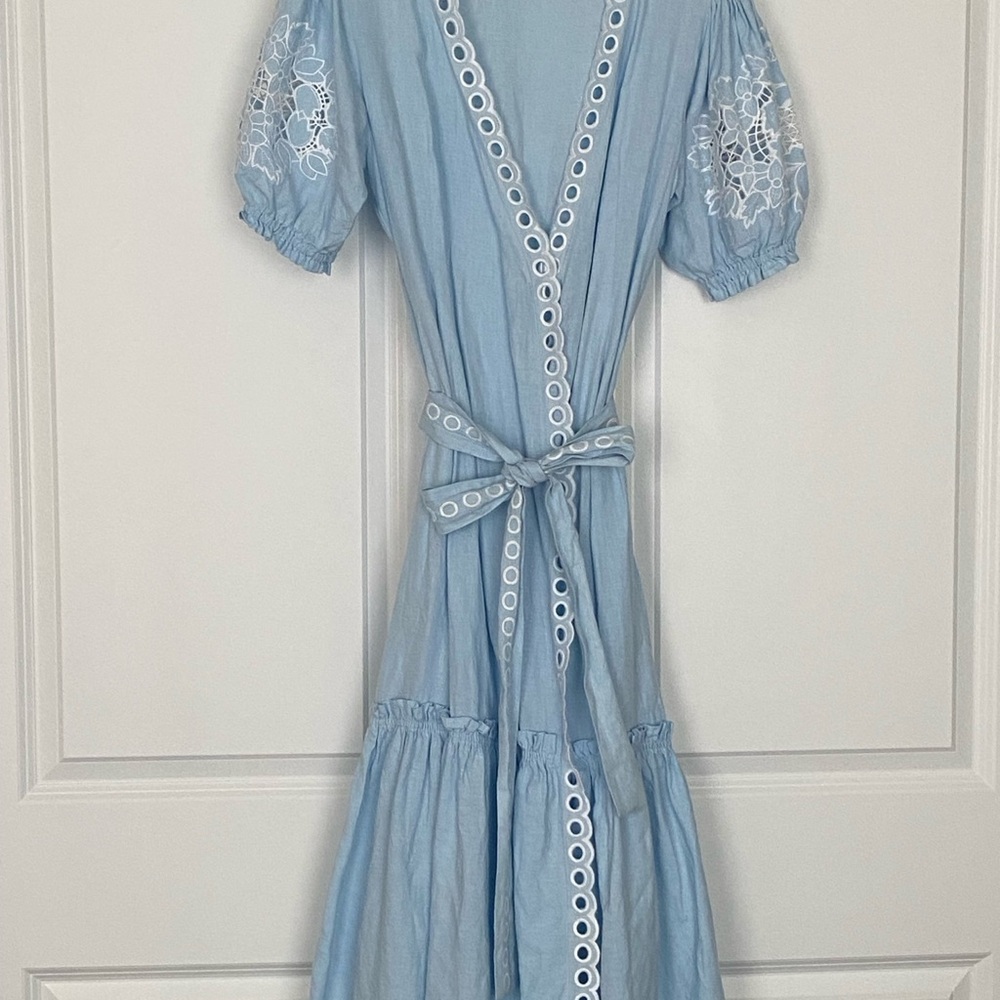 Fanm Mon Blue Wrap Tiered Sundress